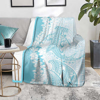 Polynesian Turquoise Plumeria Lei Blanket with Hammerhead Shark LT7 - Polynesian Pride