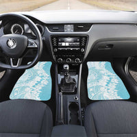 Polynesian Turquoise Plumeria Lei Car Mats with Hammerhead Shark LT7 Set 2pcs - Front Turquoise - Polynesian Pride