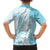 Polynesian Turquoise Plumeria Lei Family Matching Off Shoulder Short Dress and Hawaiian Shirt with Hammerhead Shark