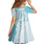 Polynesian Turquoise Plumeria Lei Family Matching Off Shoulder Short Dress and Hawaiian Shirt with Hammerhead Shark