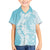 Polynesian Turquoise Plumeria Lei Family Matching Short Sleeve Bodycon Dress and Hawaiian Shirt with Hammerhead Shark