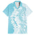 Polynesian Turquoise Plumeria Lei Hawaiian Shirt with Hammerhead Shark