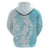 Polynesian Turquoise Plumeria Lei Hoodie with Hammerhead Shark