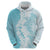 Polynesian Turquoise Plumeria Lei Hoodie with Hammerhead Shark