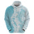 Polynesian Turquoise Plumeria Lei Hoodie with Hammerhead Shark