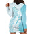 Polynesian Turquoise Plumeria Lei Hoodie Dress with Hammerhead Shark