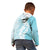 Polynesian Turquoise Plumeria Lei Kid Hoodie with Hammerhead Shark