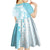 Polynesian Turquoise Plumeria Lei Kid Short Sleeve Dress with Hammerhead Shark