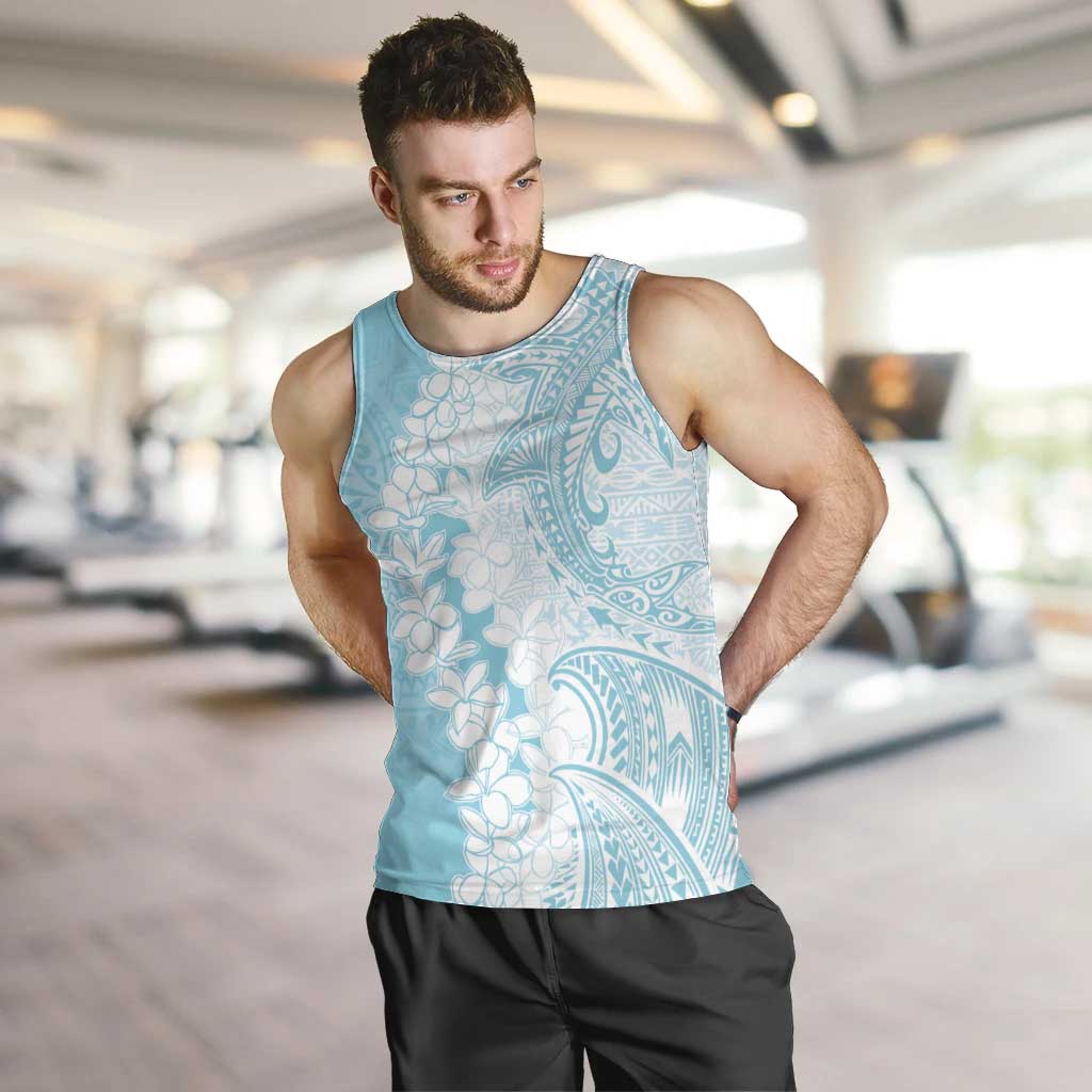 Polynesian Turquoise Plumeria Lei Men Tank Top with Hammerhead Shark LT7 Turquoise - Polynesian Pride