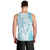 Polynesian Turquoise Plumeria Lei Men Tank Top with Hammerhead Shark