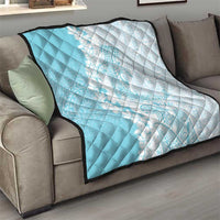 Polynesian Turquoise Plumeria Lei Quilt with Hammerhead Shark