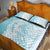 Polynesian Turquoise Plumeria Lei Quilt Bed Set with Hammerhead Shark