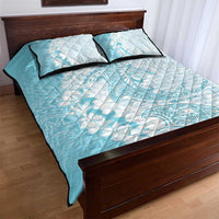 Polynesian Turquoise Plumeria Lei Quilt Bed Set with Hammerhead Shark LT7 - Polynesian Pride