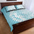 Polynesian Turquoise Plumeria Lei Quilt Bed Set with Hammerhead Shark