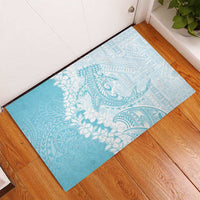 Polynesian Turquoise Plumeria Lei Rubber Doormat with Hammerhead Shark LT7 - Polynesian Pride