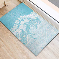 Polynesian Turquoise Plumeria Lei Rubber Doormat with Hammerhead Shark LT7 - Polynesian Pride