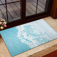 Polynesian Turquoise Plumeria Lei Rubber Doormat with Hammerhead Shark LT7 - Polynesian Pride