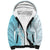 Polynesian Turquoise Plumeria Lei Sherpa Hoodie with Hammerhead Shark