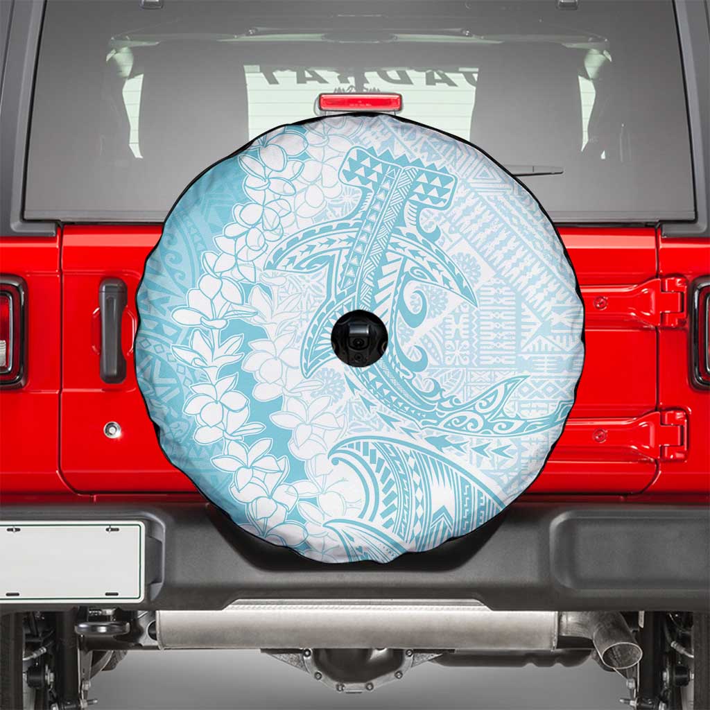 Polynesian Turquoise Plumeria Lei Spare Tire Cover with Hammerhead Shark LT7 - Polynesian Pride
