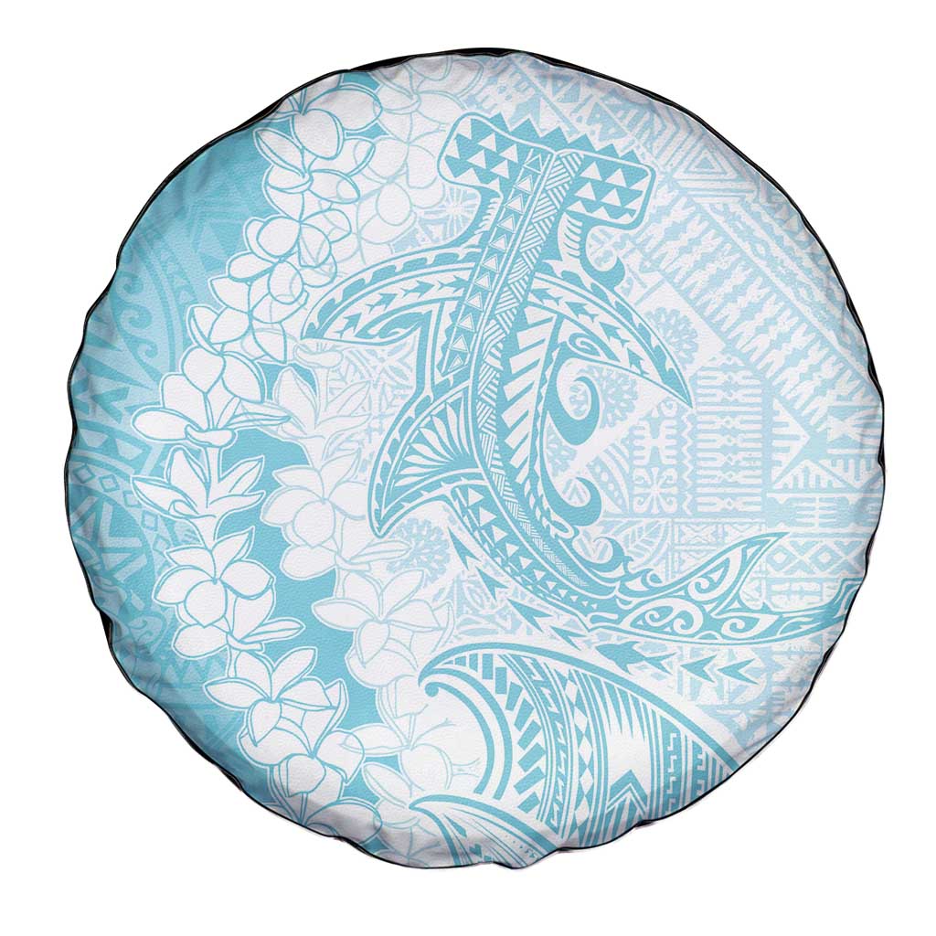 Polynesian Turquoise Plumeria Lei Spare Tire Cover with Hammerhead Shark LT7 - Polynesian Pride