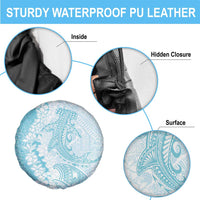 Polynesian Turquoise Plumeria Lei Spare Tire Cover with Hammerhead Shark LT7 - Polynesian Pride
