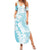 Polynesian Turquoise Plumeria Lei Summer Maxi Dress with Hammerhead Shark