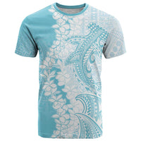 Polynesian Turquoise Plumeria Lei T Shirt with Hammerhead Shark LT7 Turquoise - Polynesian Pride