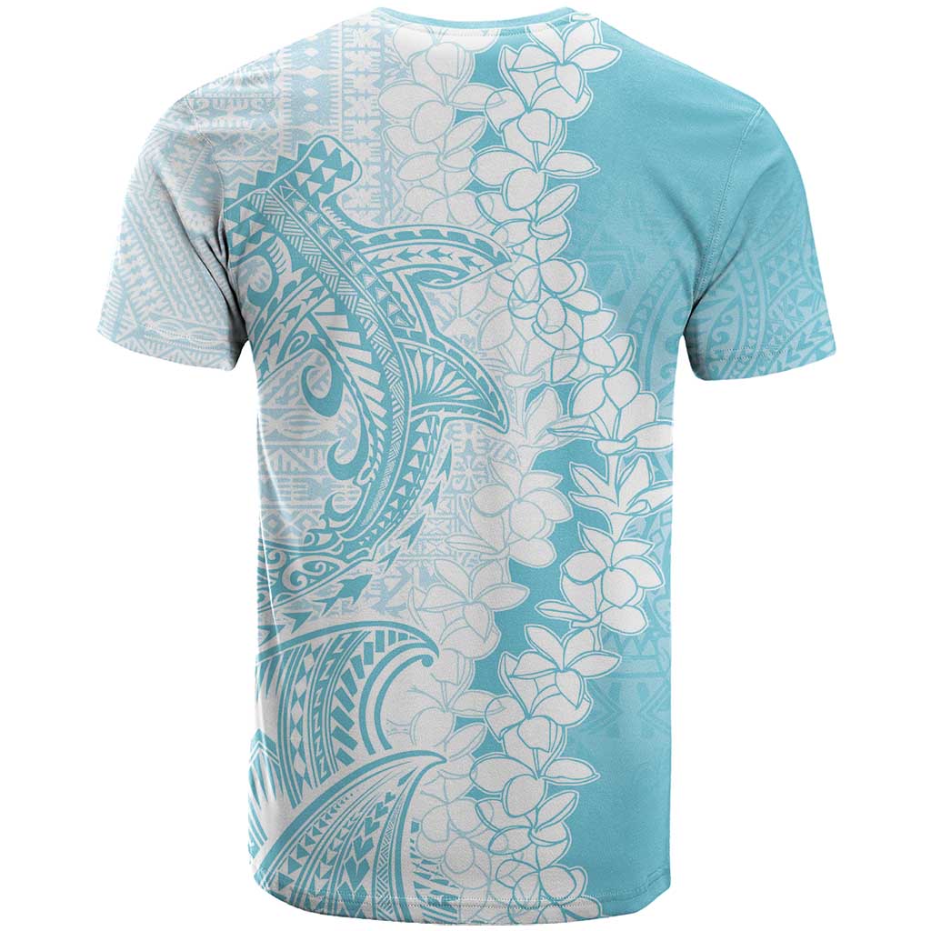 Polynesian Turquoise Plumeria Lei T Shirt with Hammerhead Shark LT7 - Polynesian Pride