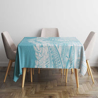 Polynesian Turquoise Plumeria Lei Tablecloth with Hammerhead Shark LT7 - Polynesian Pride