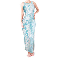 Polynesian Turquoise Plumeria Lei Tank Maxi Dress with Hammerhead Shark LT7 Women Turquoise - Polynesian Pride