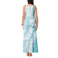 Polynesian Turquoise Plumeria Lei Tank Maxi Dress with Hammerhead Shark LT7 - Polynesian Pride