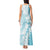 Polynesian Turquoise Plumeria Lei Tank Maxi Dress with Hammerhead Shark