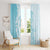 Polynesian Turquoise Plumeria Lei Window Curtain with Hammerhead Shark