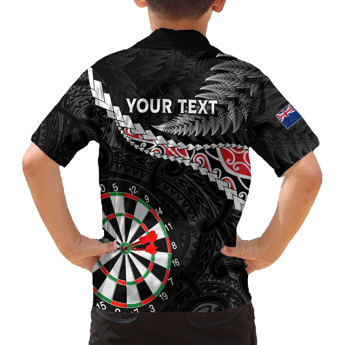 Personalised New Zealand Darts Family Matching Off Shoulder Long Sleeve Dress and Hawaiian Shirt Maori Manaia LT7 - Polynesian Pride