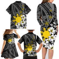 Philippines Sampaguita Personalised Family Matching Long Sleeve Bodycon Dress and Hawaiian Shirt Women's Day LT7 - Polynesian Pride