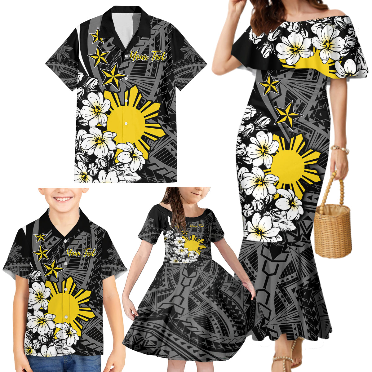 Philippines Sampaguita Personalised Family Matching Mermaid Dress and Hawaiian Shirt Women's Day LT7 - Polynesian Pride