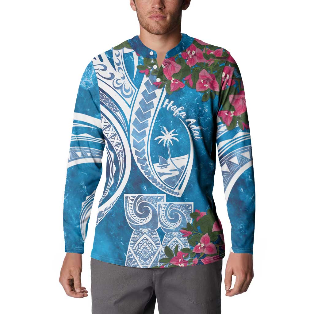 Hafa Adai Guam Button Sweatshirt Crystal Waves