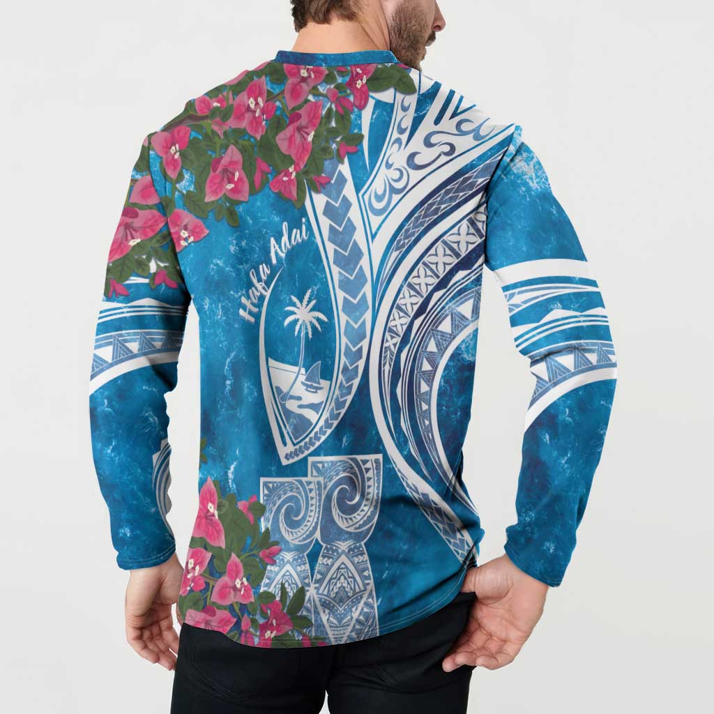 Hafa Adai Guam Button Sweatshirt Crystal Waves