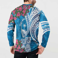 Hafa Adai Guam Button Sweatshirt Crystal Waves