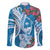 Hafa Adai Guam Family Matching Off The Shoulder Long Sleeve Dress and Hawaiian Shirt Crystal Waves