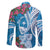 Hafa Adai Guam Family Matching Off The Shoulder Long Sleeve Dress and Hawaiian Shirt Crystal Waves