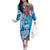 Hafa Adai Guam Family Matching Off The Shoulder Long Sleeve Dress and Hawaiian Shirt Crystal Waves