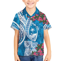 Hafa Adai Guam Family Matching Off The Shoulder Long Sleeve Dress and Hawaiian Shirt Crystal Waves