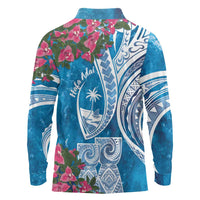 Hafa Adai Guam Long Sleeve Polo Shirt Crystal Waves