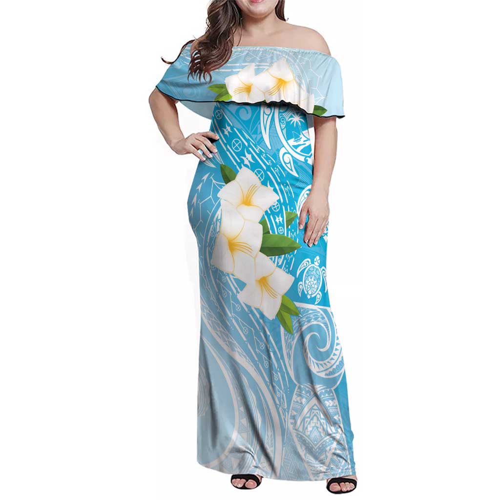 Personalized Guam Chamorro Family Matching Off Shoulder Maxi Dress and Hawaiian Shirt Turtles and Guasali Flowers