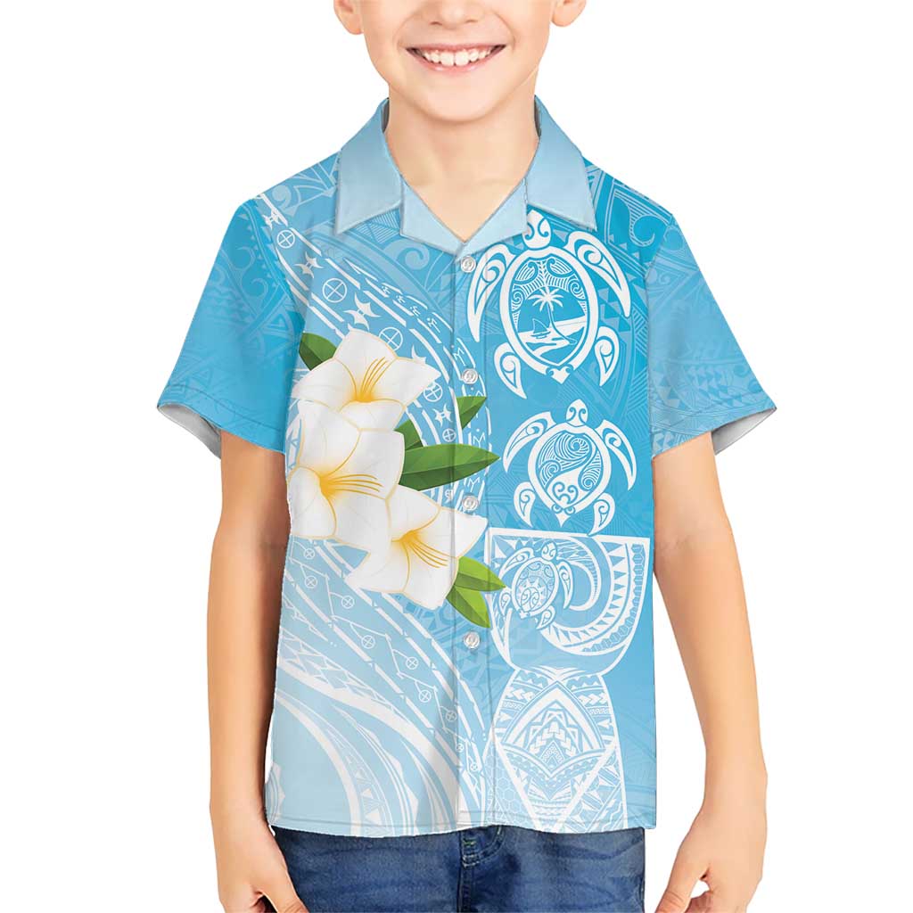 Personalized Guam Chamorro Kid Hawaiian Shirt Turtles and Guasali Flowers