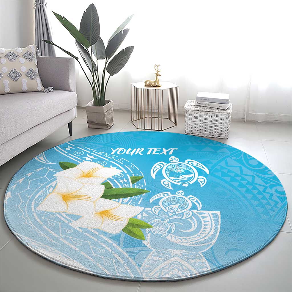 Personalized Guam Chamorro Round Carpet Turtles and Guasali Flowers