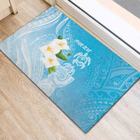Personalized Guam Chamorro Rubber Doormat Turtles and Guasali Flowers