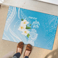 Personalized Guam Chamorro Rubber Doormat Turtles and Guasali Flowers