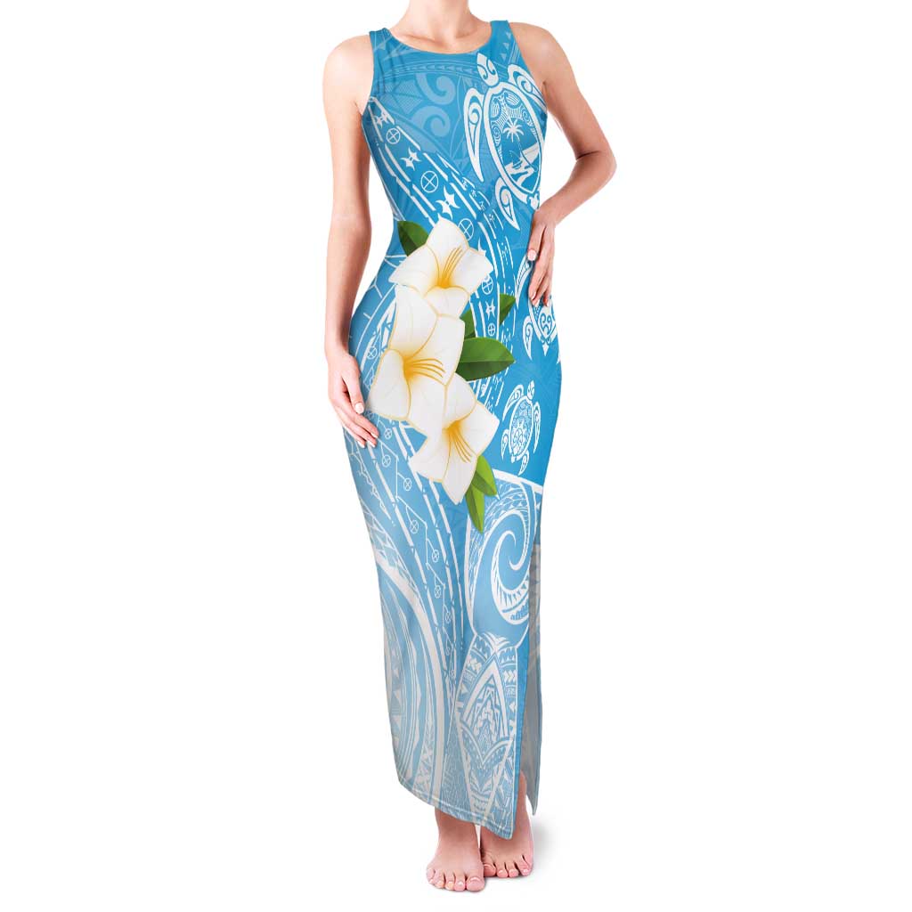 Personalized Guam Chamorro Tank Maxi Dress Turtles and Guasali Flowers